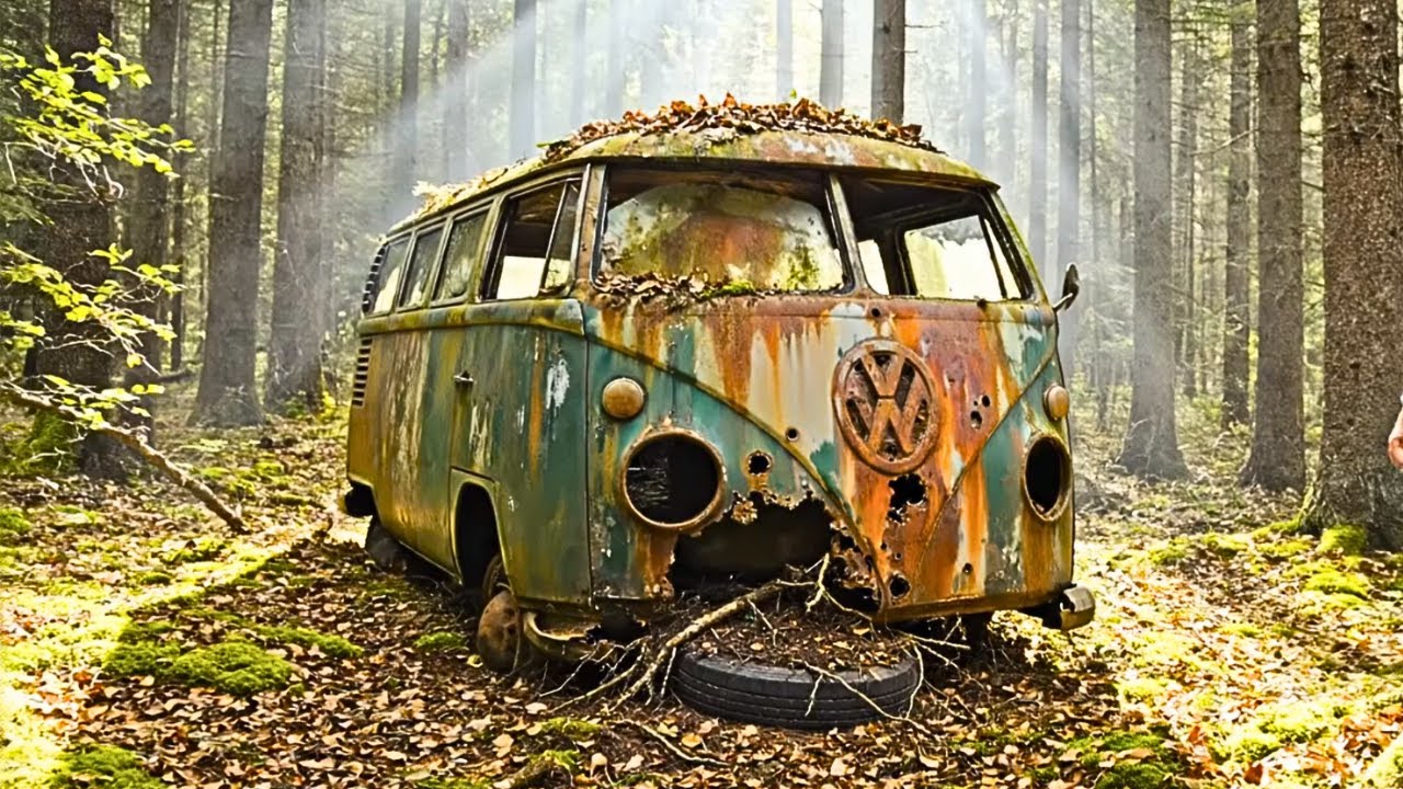 Abandoned 1950s VW Bus Fully Restored! Palm Green