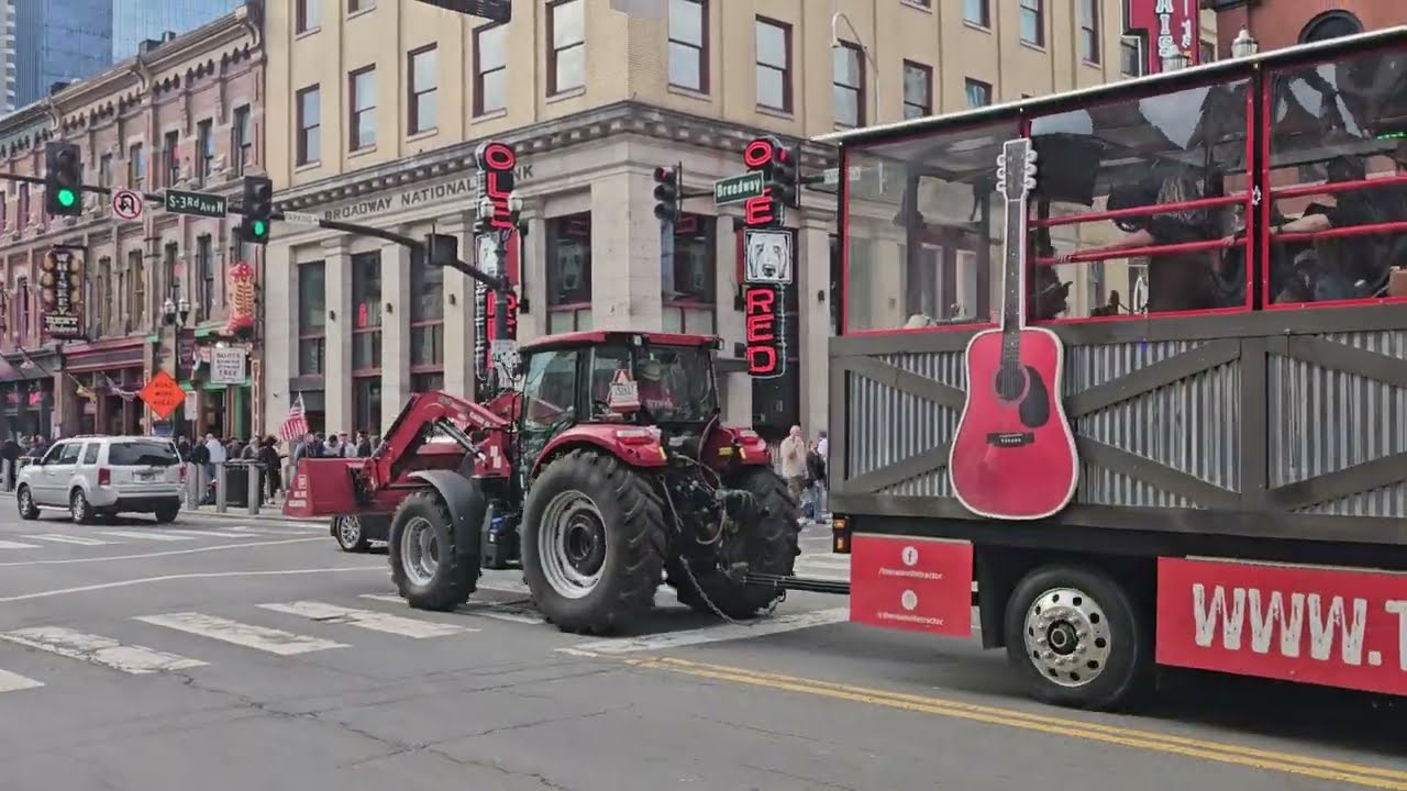 Getting Plowed for Party Day on Broadway, Nashville Tractor  Tn.  #nashville