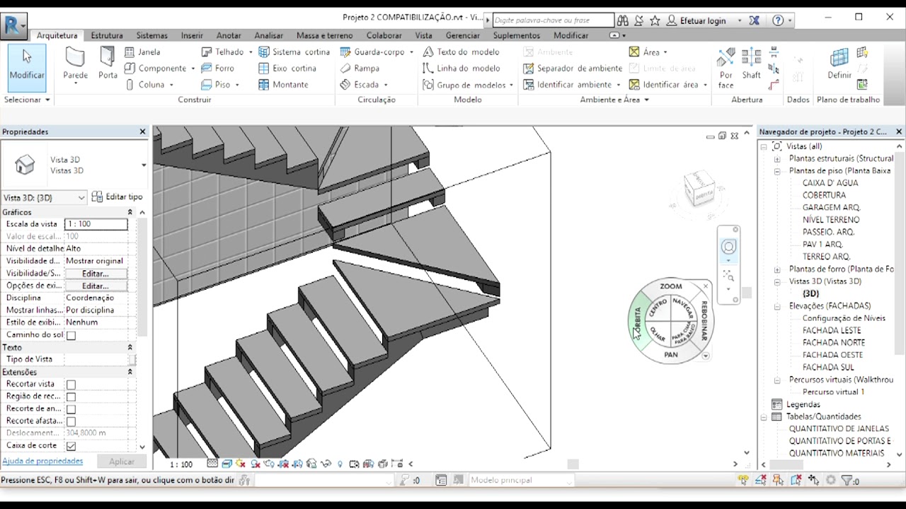 REVIT ARCHITECTURE - CRIANDO ESCADA ESCADA POR CROQUI (DIVIDINDO PATAMAR)