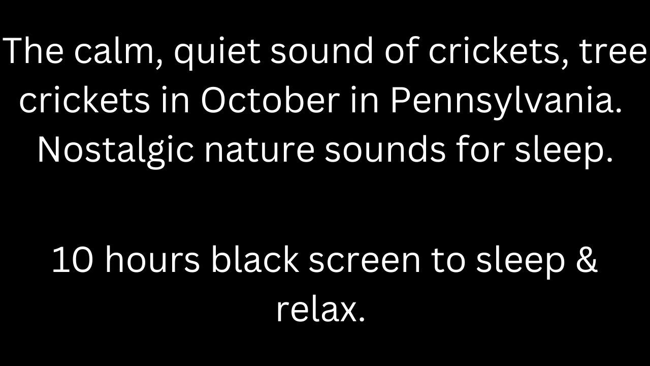 The calm, quiet sound of crickets, tree crickets in October, black screen 10 hour cricket sounds