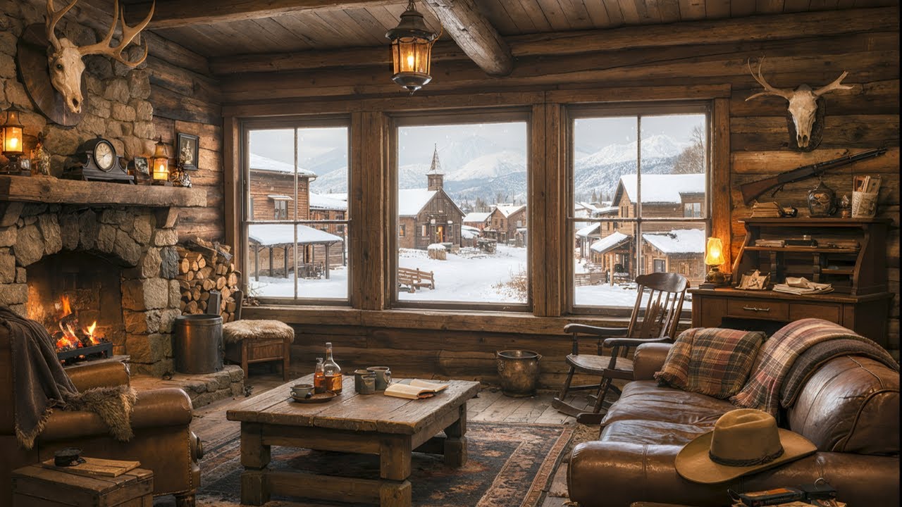 Cozy Winter Lodge with Gentle Guitar for Deep Sleep, Study or relaxation