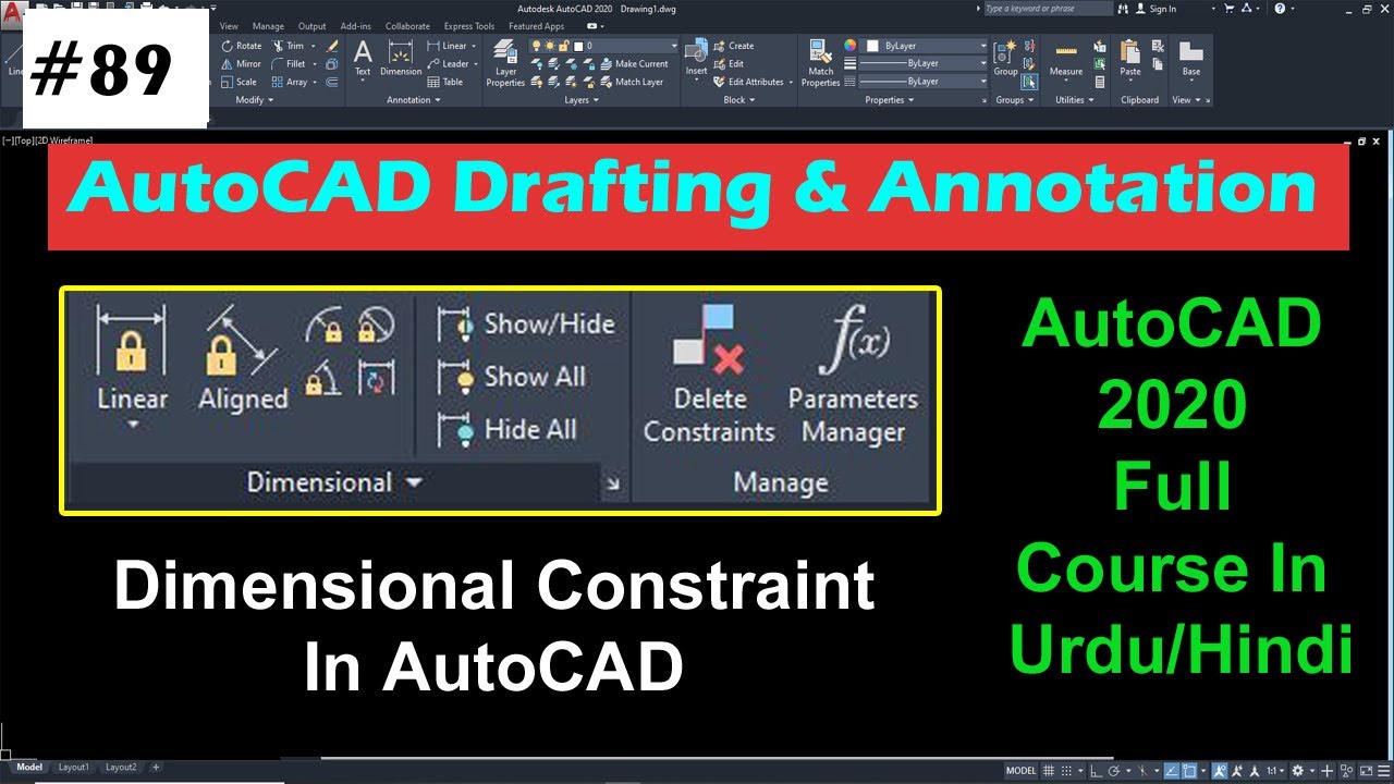 #89 Dimensional Constraints In AutoCAD 2020 In Urdu/Hindi | AutoCAD Dimensional Constraints