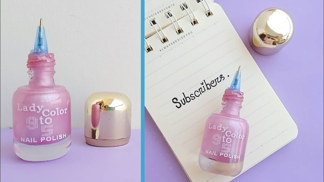 DIY Homemade Nail polish Pen | How to make cute Nailpolish pen | School supplies hacks / #shorts