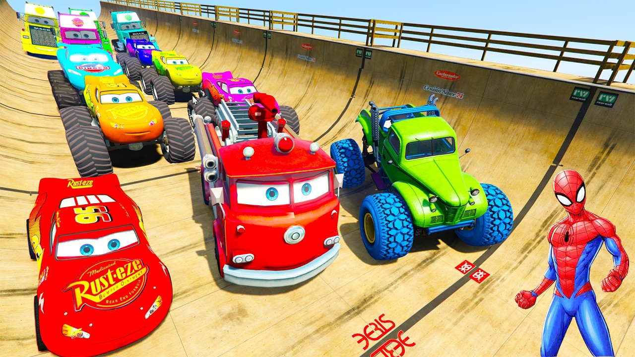 GTA V Superheroes Crazy Race Gameplay Challenge with Super Cars | GTA 5 Spiderman Car Stunt Race #24