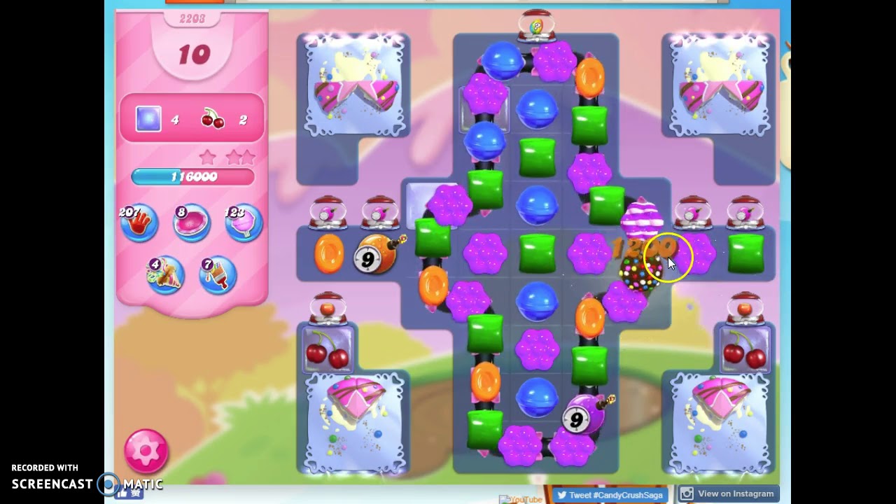 Candy Crush Level 2203 Audio Talkthrough, 1 Star 0 Boosters