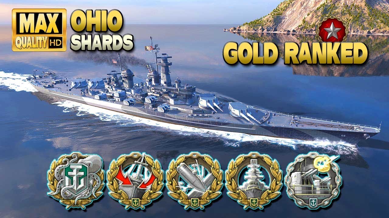 линкор Огайо в Золотом рейтинговом бою - World of Warships