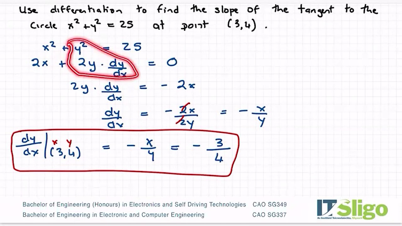 Implicit Differentiation Example 1 Leaving Cert Higher Level Maths