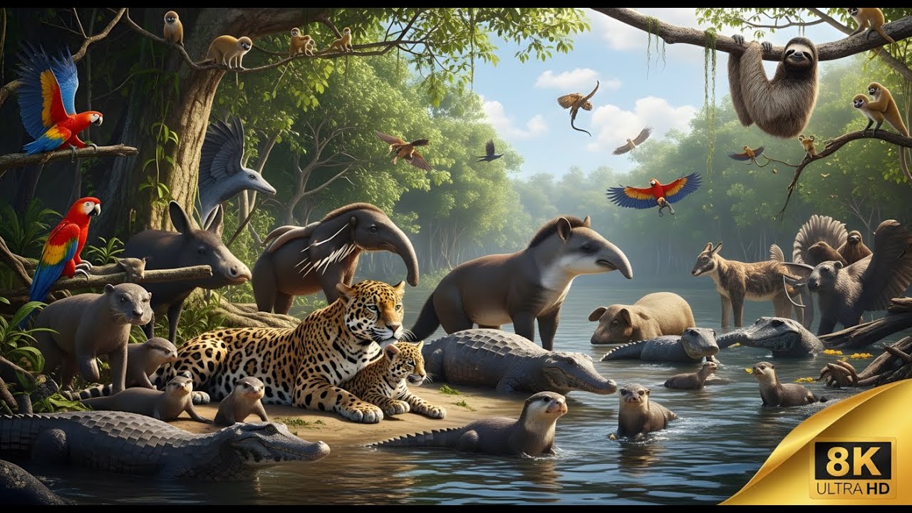 8K Amazon Rainforest Baby Animals & Wildlife Relaxing Nature 60FPS