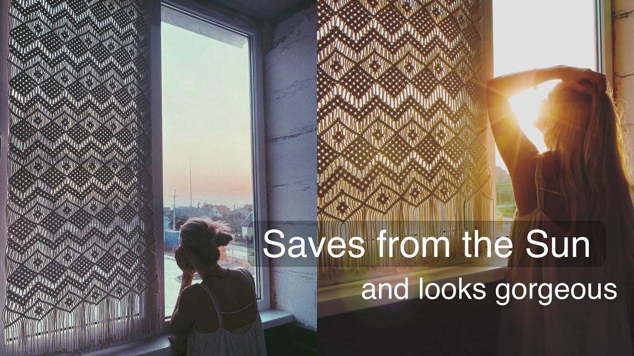 I made Macrame Window Curtain. DIY Tutorial Macrame Boho Decor