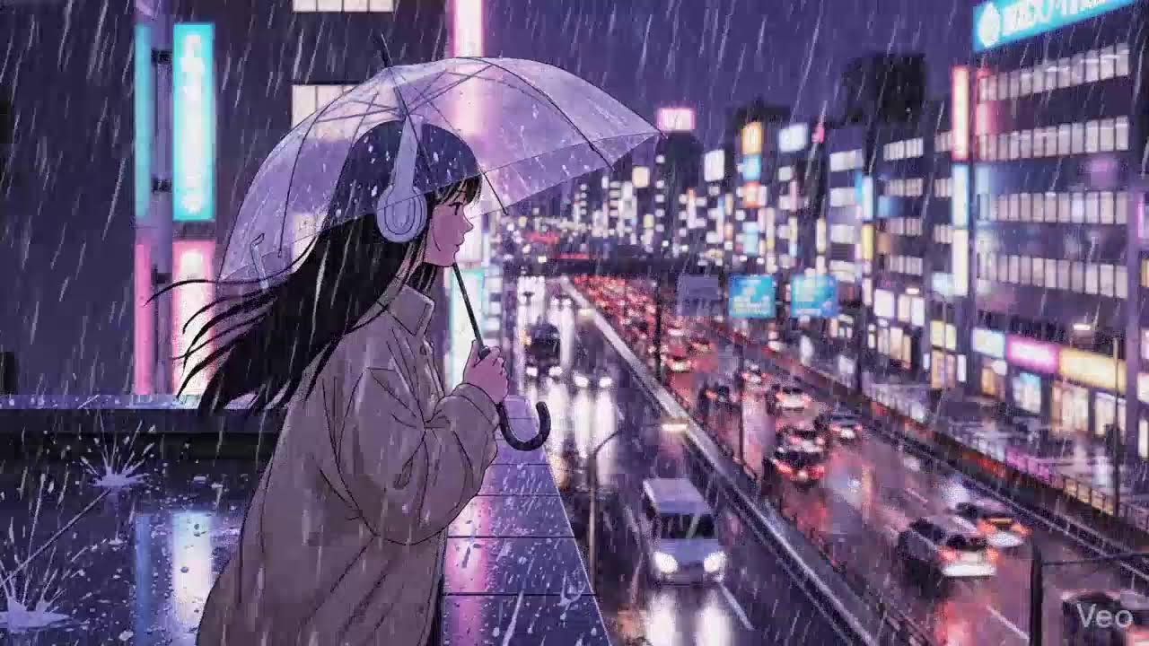 Japanese Neon City Rain 🌧️ Lofi Chillhop for Study & Focus