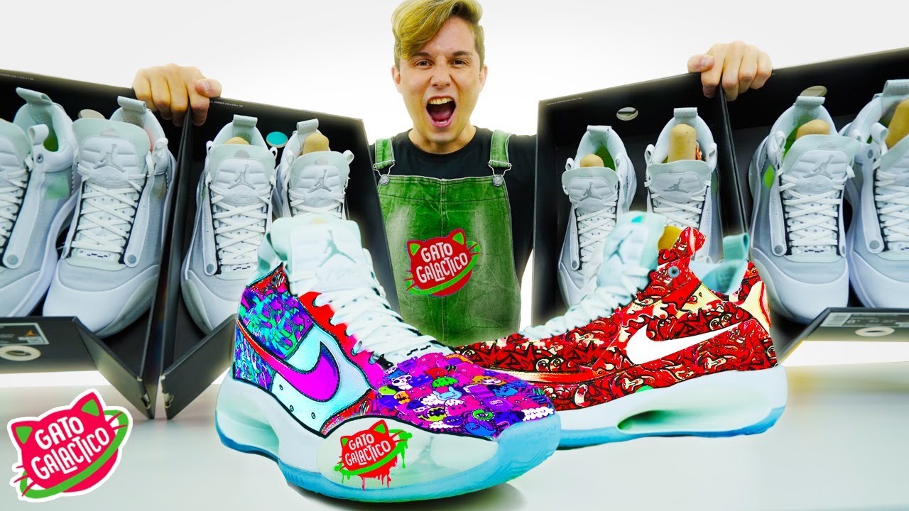 SURPREENDI MEUS AMIGOS COM 10 NIKES CUSTOMIZADOS!⭐Mansão Miau, Hydro Dipping, Nike Air Jordan XXXIV
