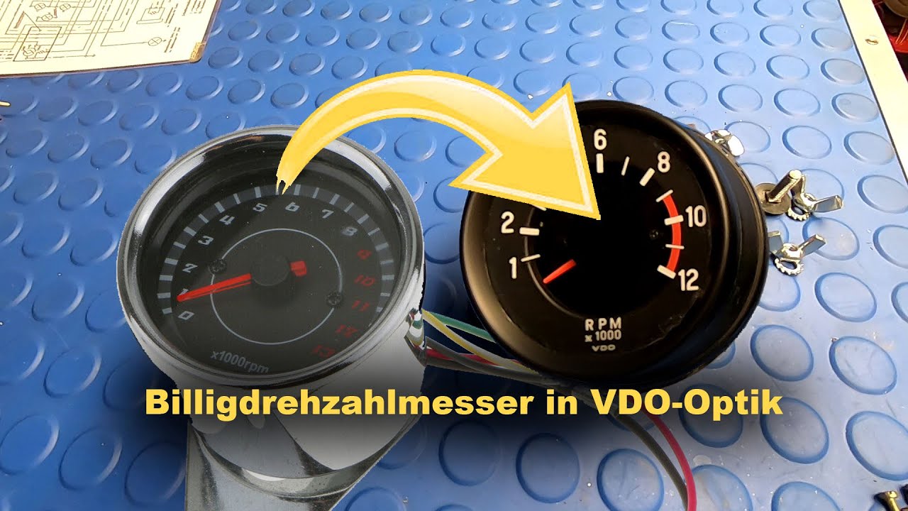 China-Drehzahlmesser in das VDO Gehäuse - HERCULES mit 12V Vape Zündung