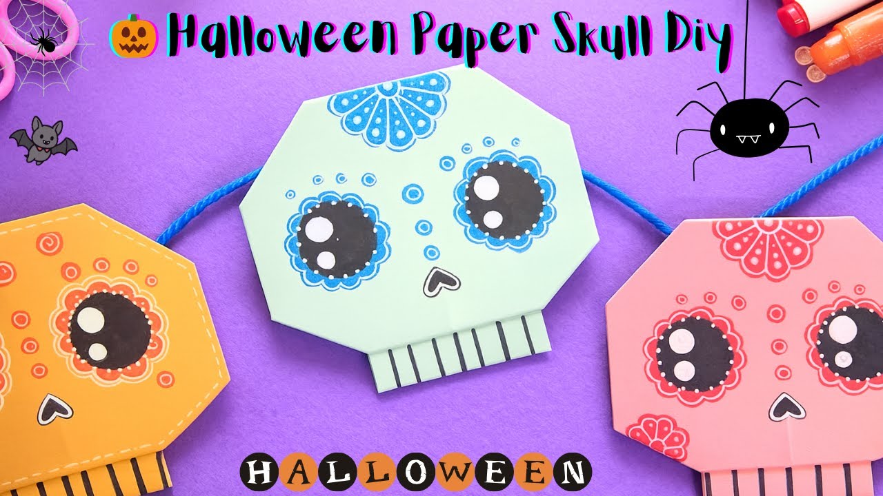 Cutest Halloween Origami Skull EVER! 🎃|Make This Cute Origami Skull for Halloween💀✨🎃