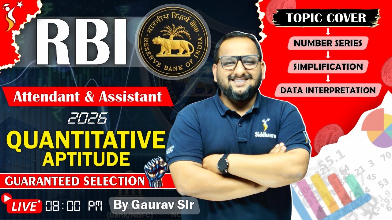 RBI Attendant & Assistant LIVE at 8 PM | Number Series, Simplification & DI | Gaurav Sir