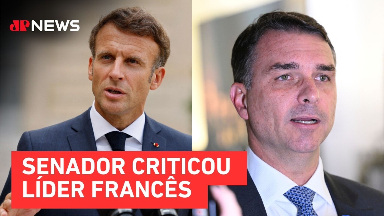 Na TV francesa, Flávio Bolsonaro chama Macron de 