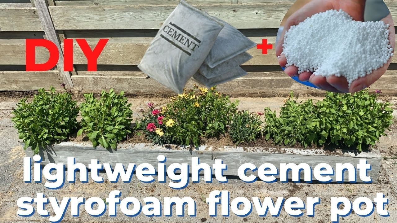 How to make Lightweight Cement flower pot with Styrofoam at home #Lightweightconcrete  #styrofoam