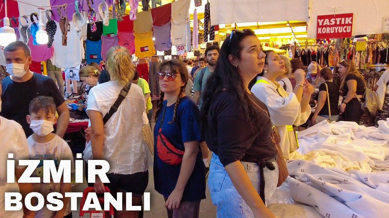 Izmir Walking Tour: Famous Bostanlı Market, Karşıyaka Streets | Turkey Travel 2022 | 4k 60fps