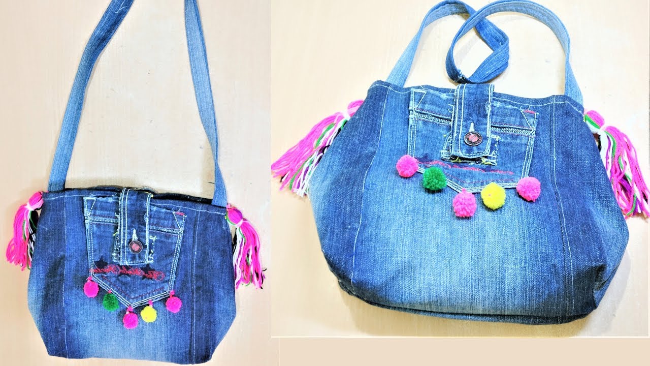How To Make  Hand Bag From Old Jeans | DIY Easy Hand Bag | Old Cloth Reuse Ideas