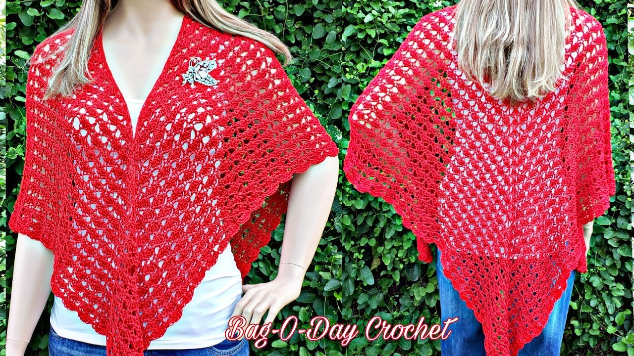 Easy crochet shawl tutorial - RUBY FEATHERS CROCHET SHAWL