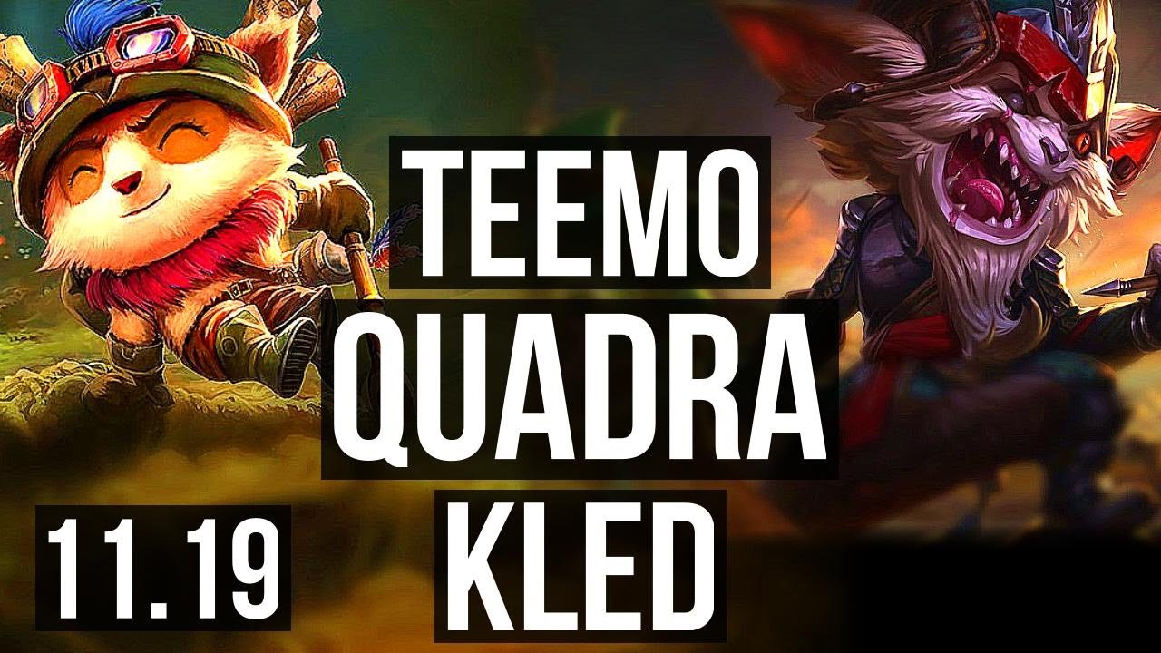 TEEMO vs KLED (TOP) | 10/0/5, Quadra, Legendary, Rank 10 Teemo | NA Grandmaster | v11.19