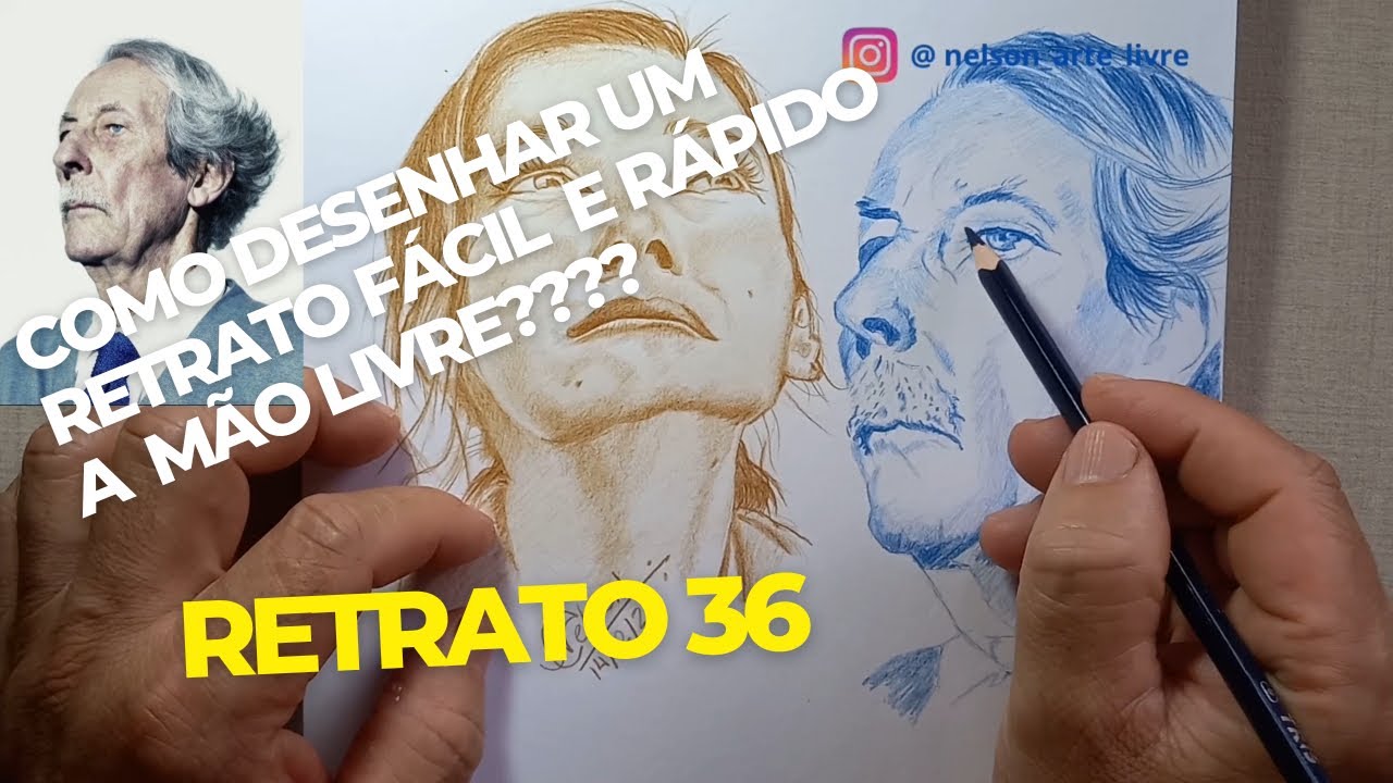 Como desenhar um retrato fácil e rápido a mão livre retrato 36 | #desenhoamaolivre #art #drawing