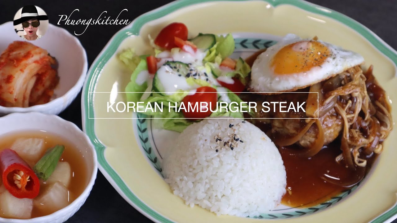 BURGER STEAK phong c&aacute;ch H&agrave;n Quốc.-HAMBAK STEAK-