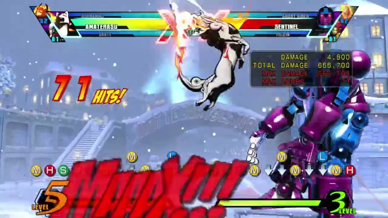 UMVC3: Amaterasu - Air Combo Finisher/Rejump TAC Infinite