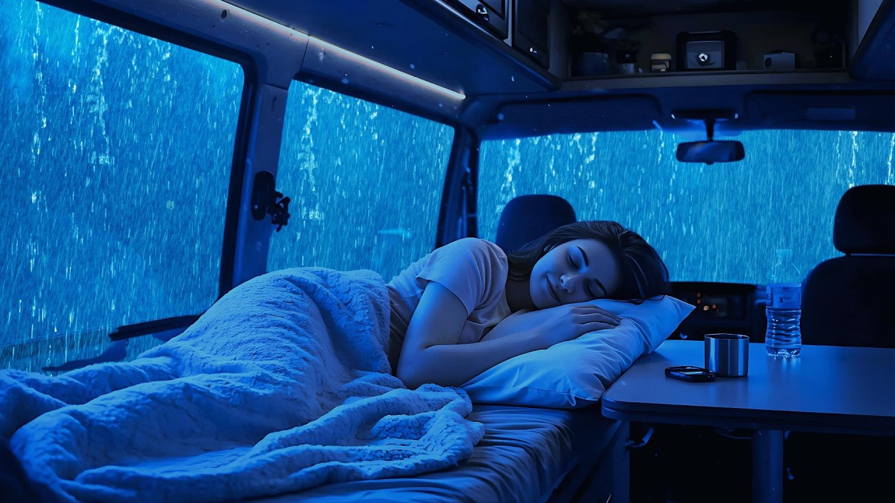 🚗 Heavy Rainstorm Inside a Cozy Van 🌧️🚐 with Rolling Thunder Sounds
