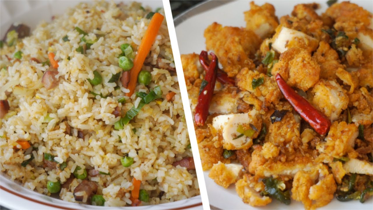 Classic Chinese Fried Rice 🍚🍳 w/ Easy Salt & Pepper Chicken Hack [ASMR]