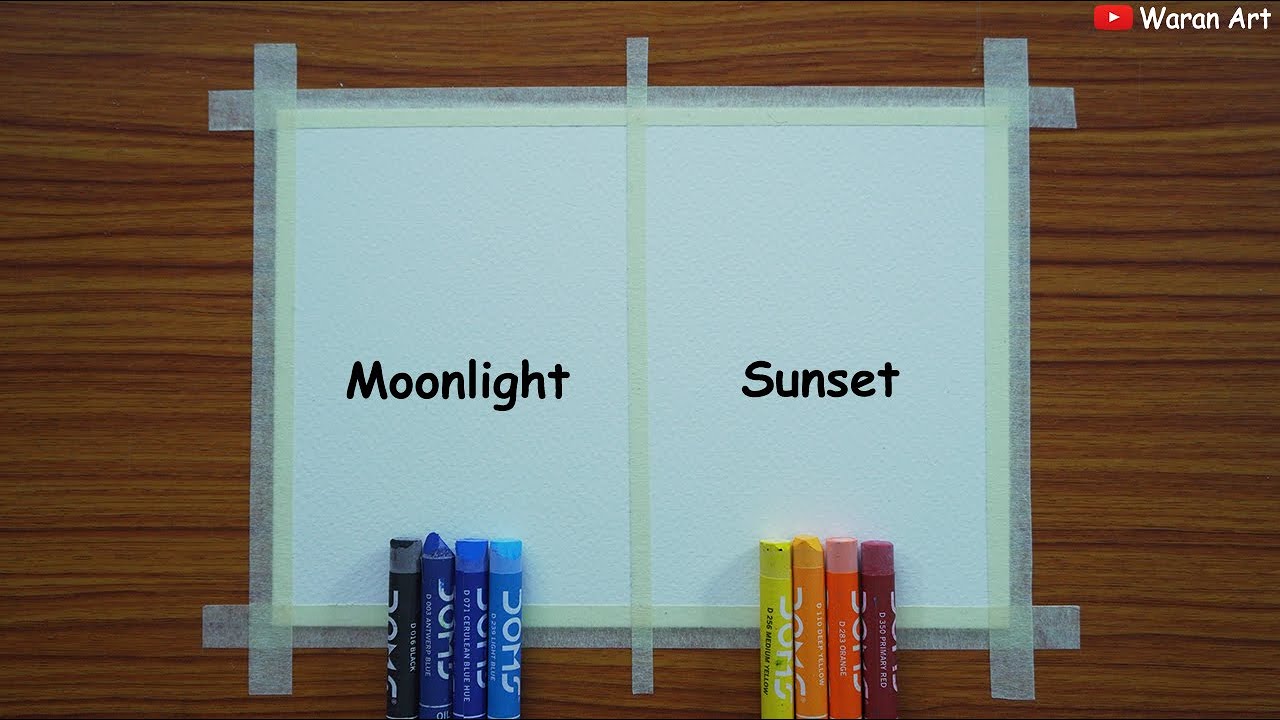 How to draw Moonlight and Sunset | Easy drawing for beginners | Oil pastel Drawing Step by step