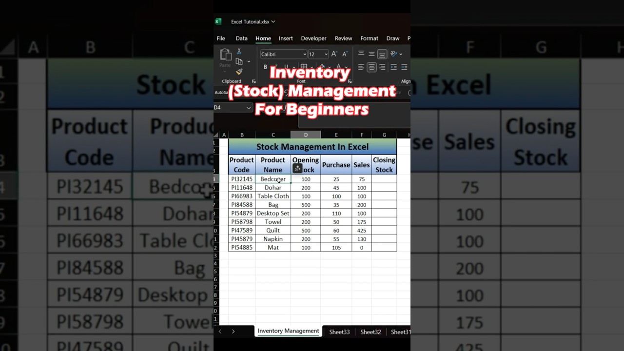 Manage Inventory in Excel | Stock Management In Excel