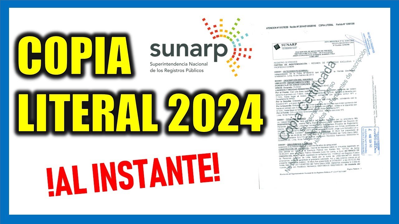 Copia literal SUNARP en línea 2024 |¿Cómo solicitar COPIA LITERAL en línea SUNARP 2024?