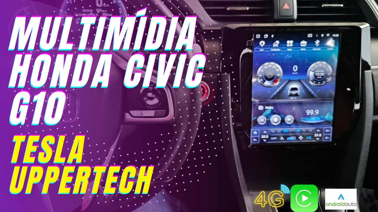 Central Multimídia Tesla Civic G10 Uppertech  | Processador OctaCore | 4Gb ram + 64Gb rom + Chip 4G
