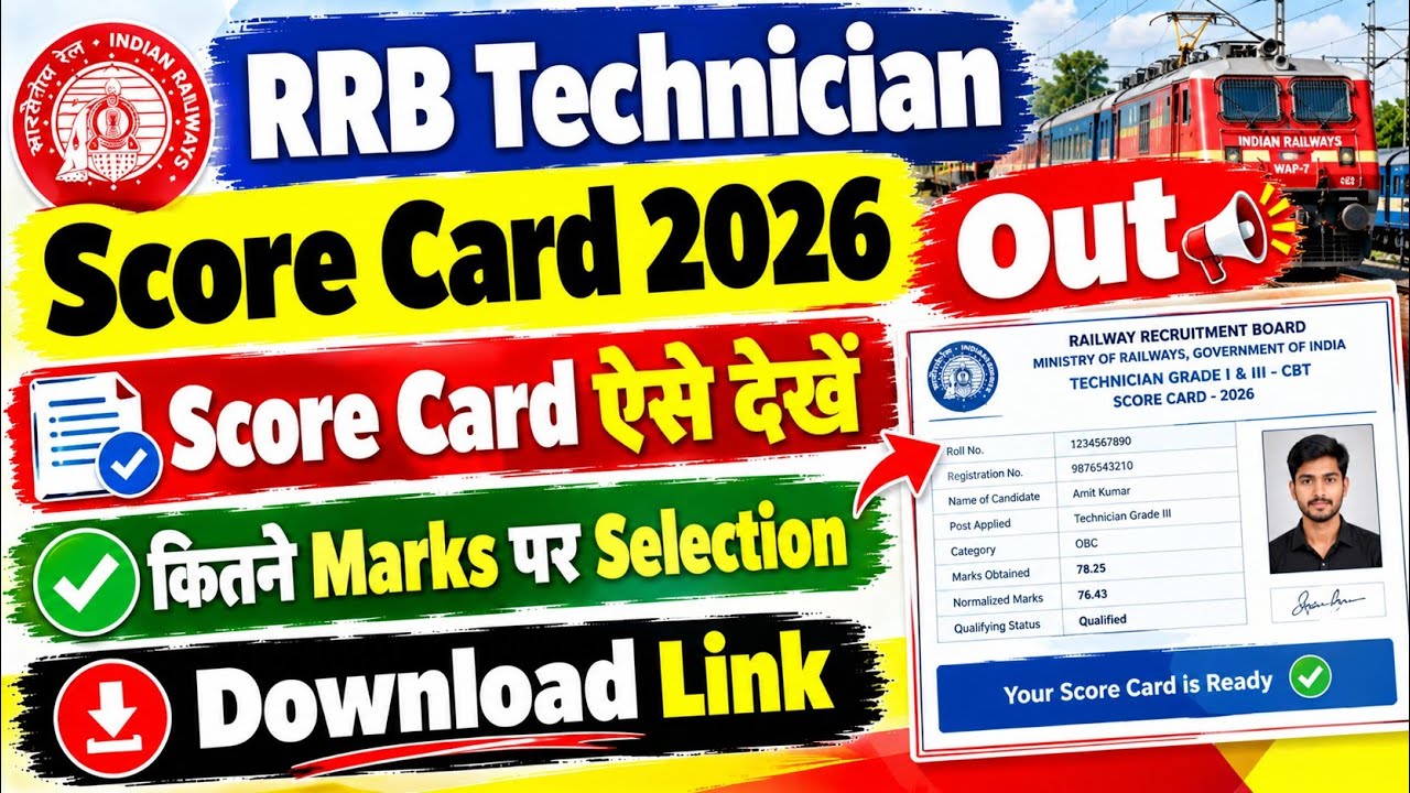 RRB Technician Score Card 2026 | RRB Technician Answer key | RRB Technician Score Card Kaise Dekhe