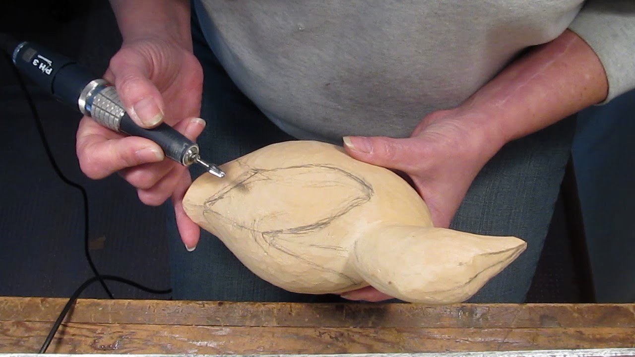 Shaping Pied-Billed Grebe Feather Groups - Power Carving by Laurie J. McNeil