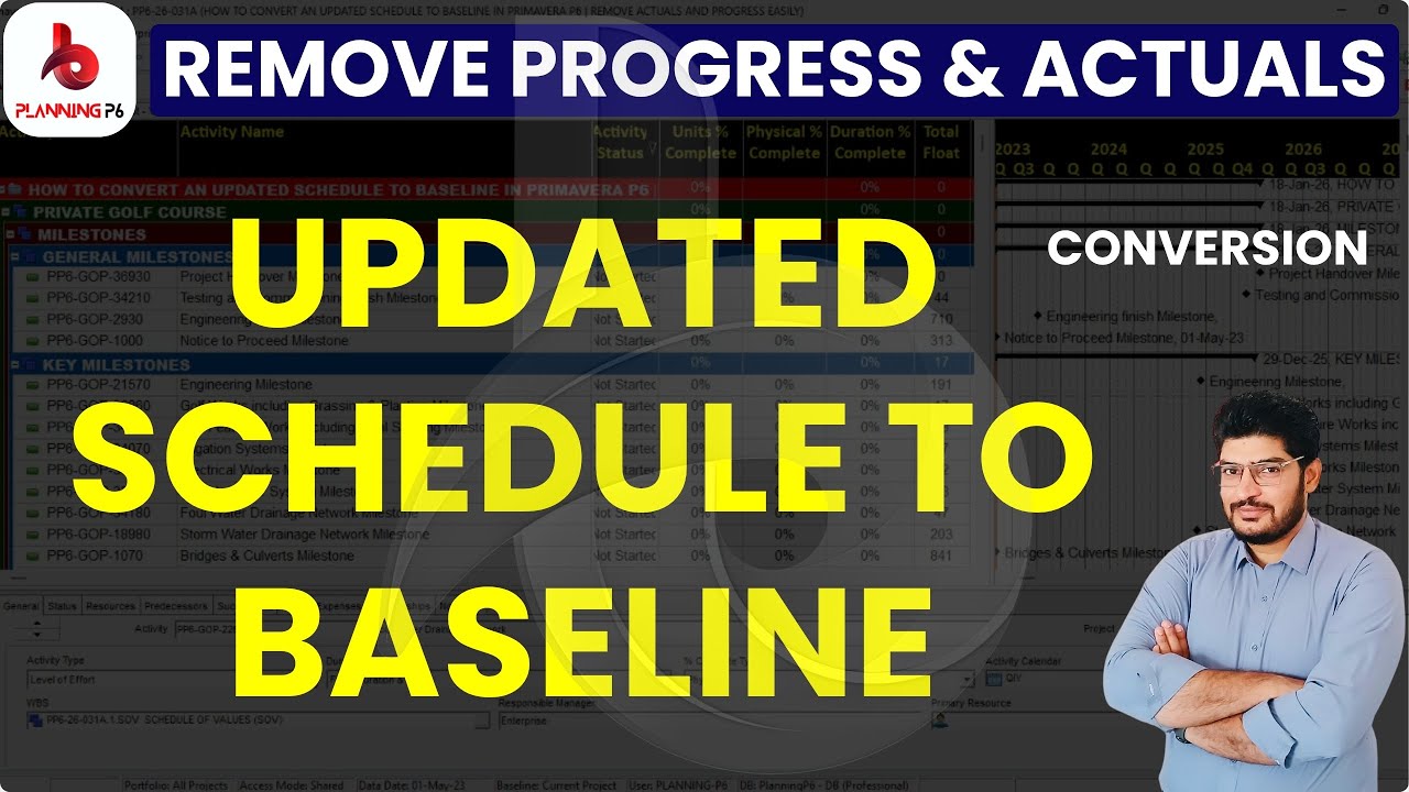 How to Convert an Updated Schedule to Baseline in Primavera P6 | Remove Actuals and Progress Easily