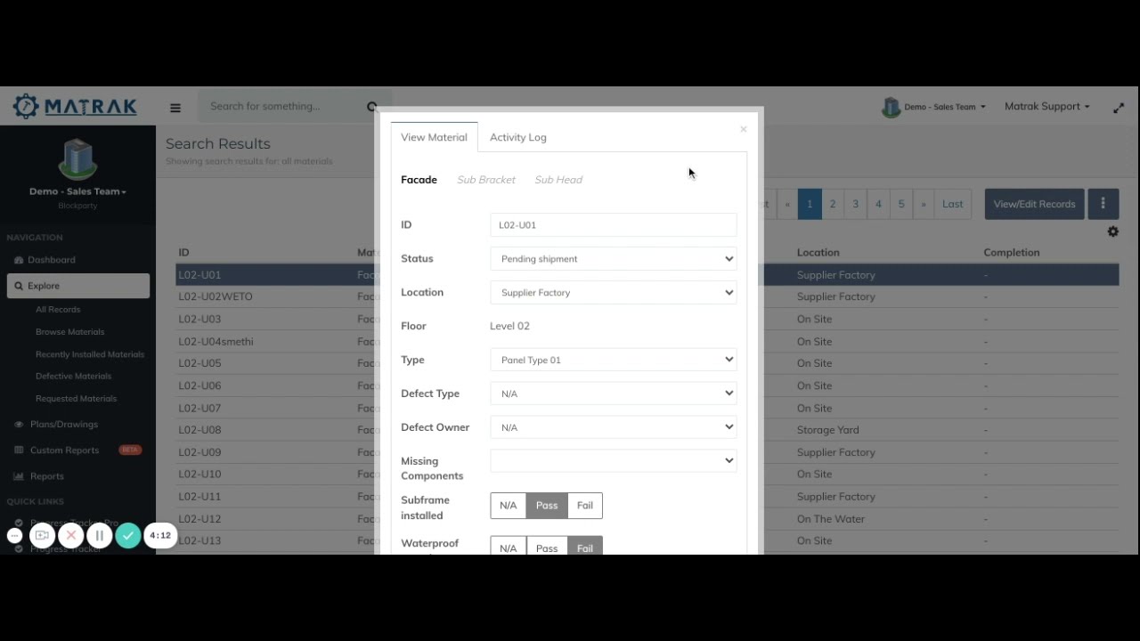 The value of a material tracking system - Matrak