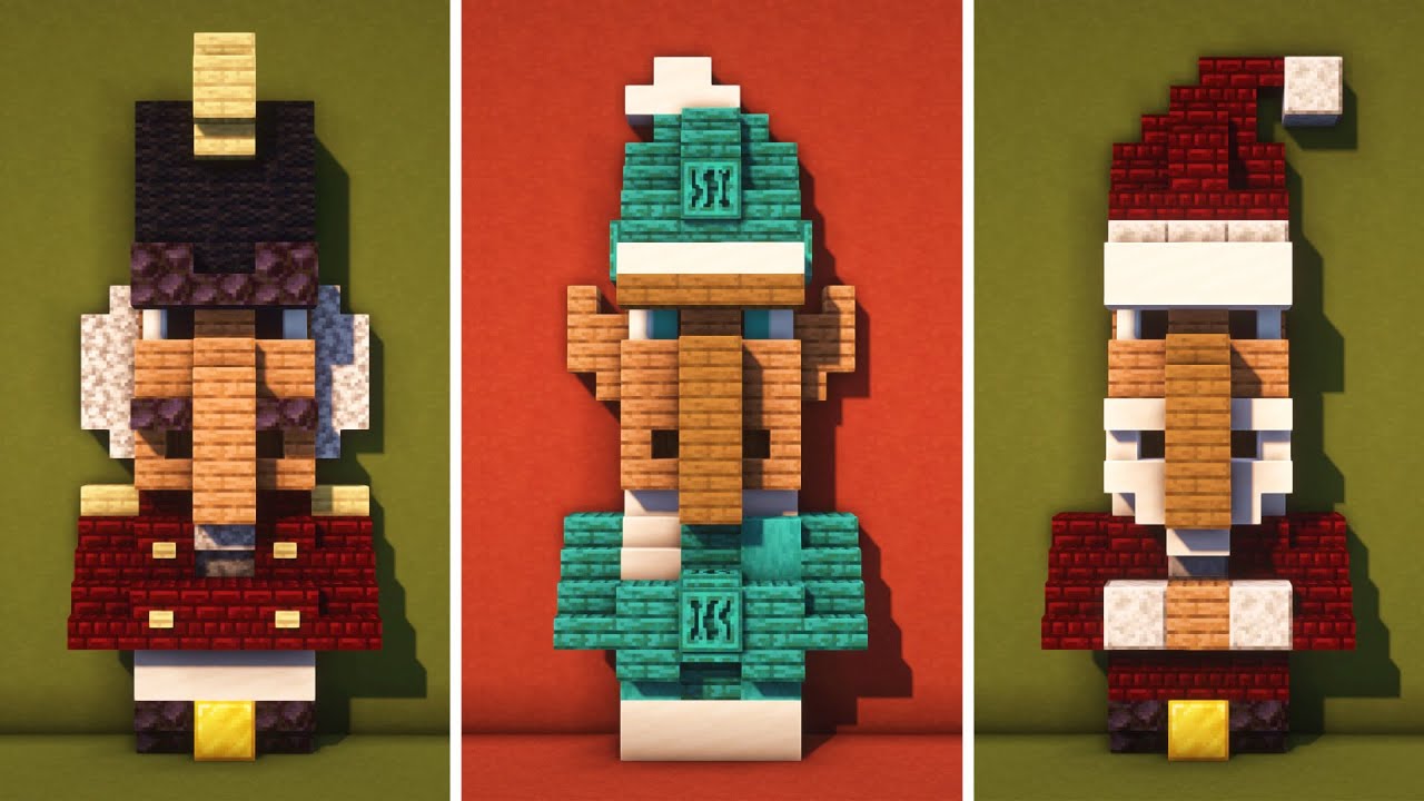 Minecraft | 3 Christmas Villager Statues | Tutorial