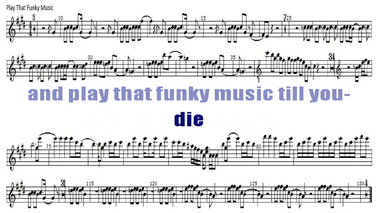 PLAY THAT FUNKY MUSIC KARAOKE ALTO SAX SHEET MUSIC