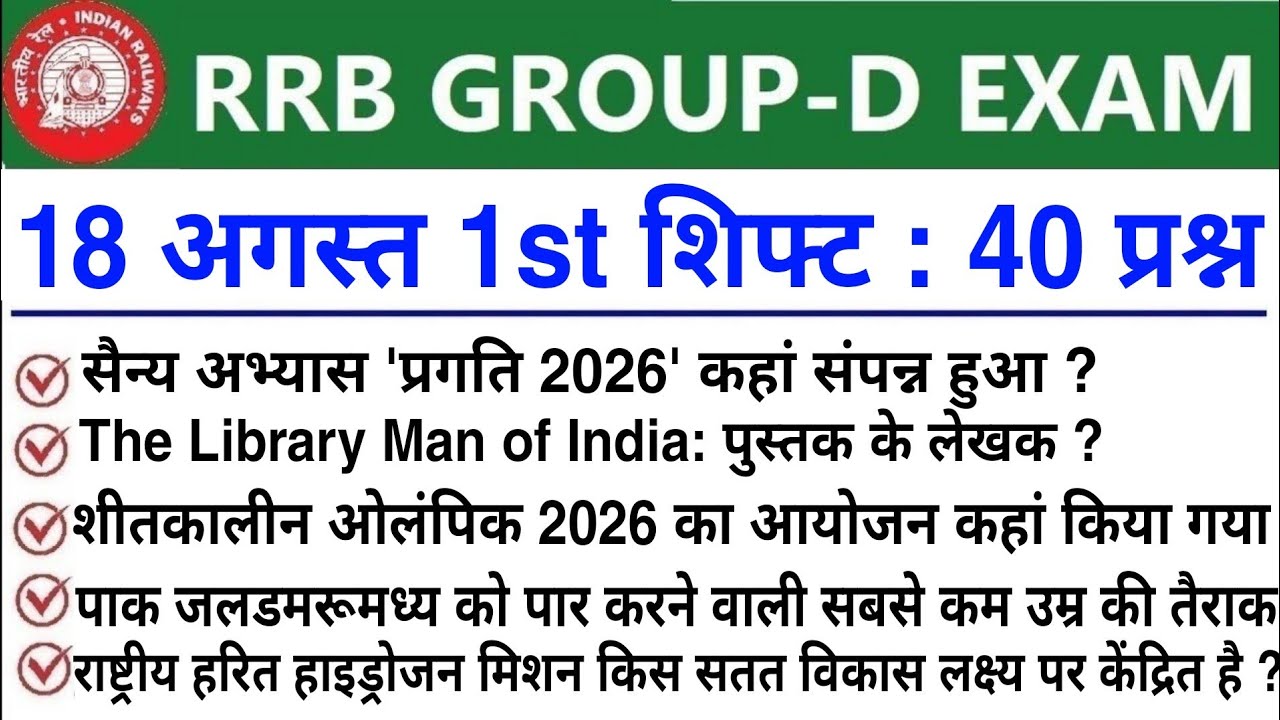 RRB Group D August 18 1st Shift Analysis | Today Group D 1st Shift Analysis | Group D Analysis Today