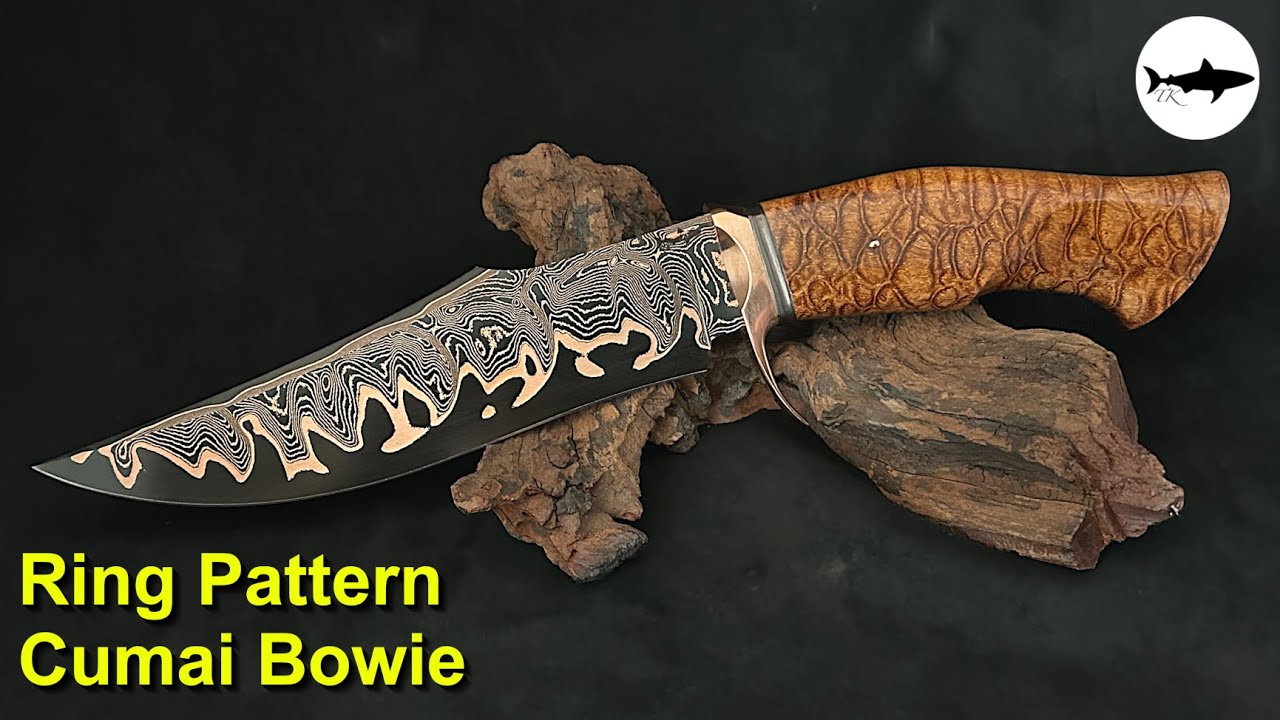 Forging amazing ring-pattern copper damascus bowie knives