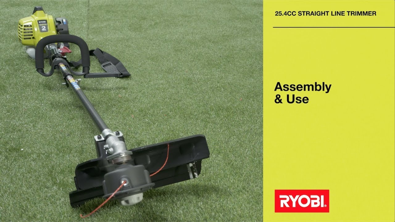 RYOBI: 25.4cc Easy Start Straight Shaft Line Trimmer Assembly & Use