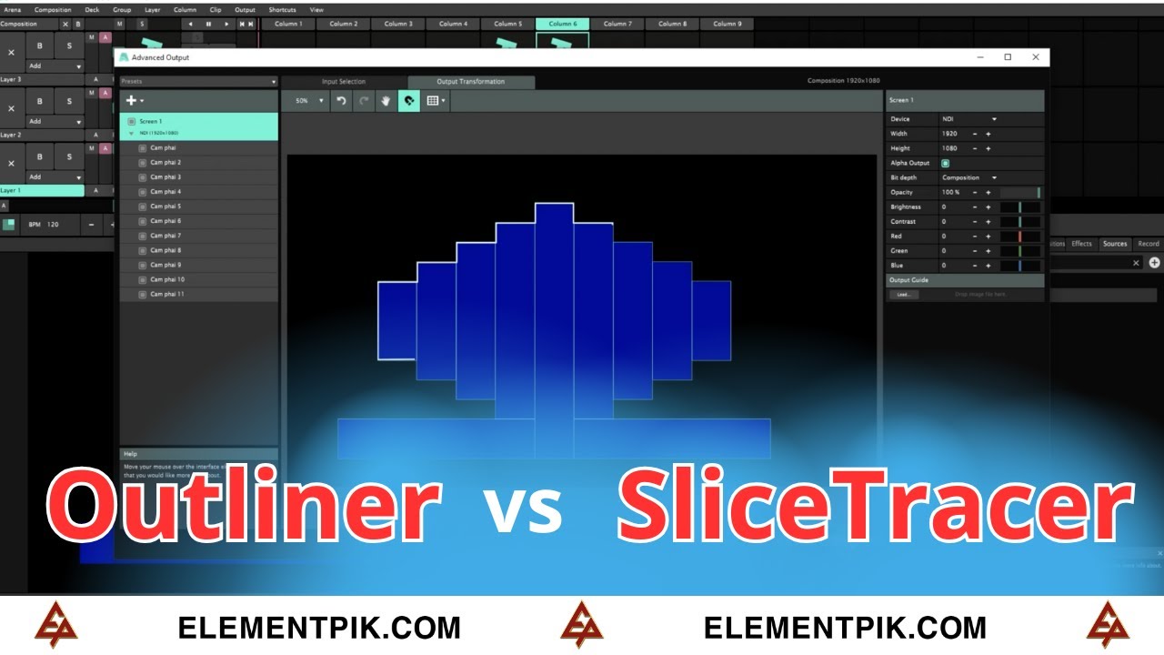 Hiệu ứng Outliner và SliceTracer trong Resolume Arena [ElementPik.com]