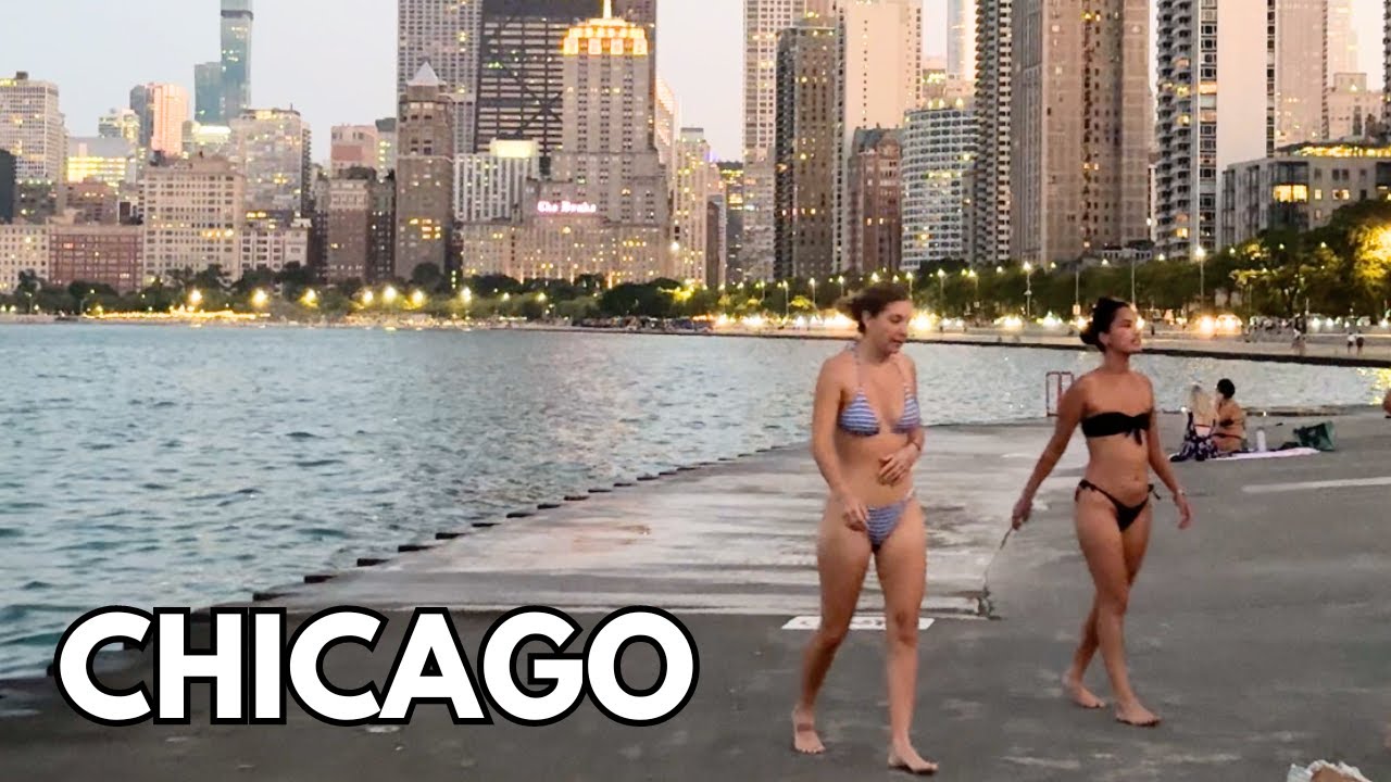 Summer Evening Walk in Chicago Lakefront Trail on Sunday | August 25, 2024 | 4k 60fps Video