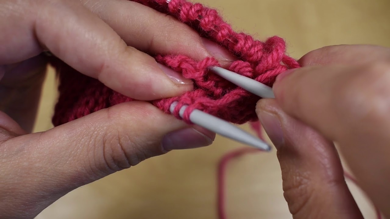 Knitting Demo - How to do a folded hem without sewing
