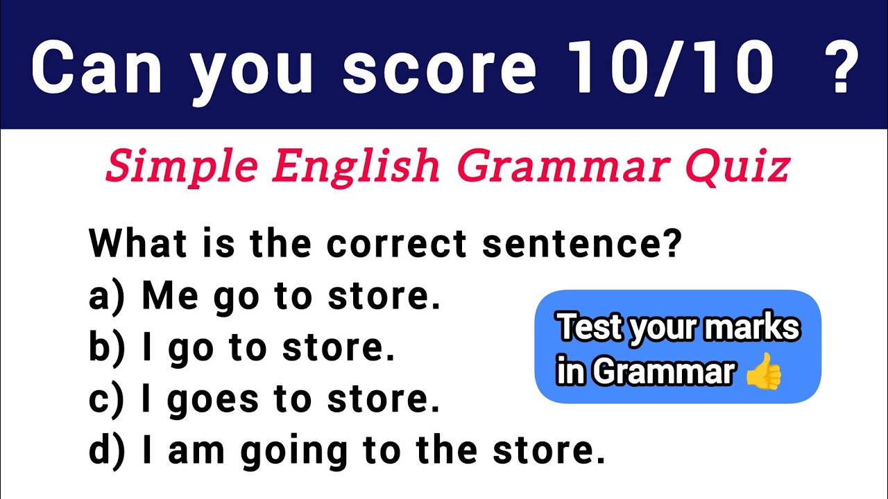 English Grammar Quiz🧠Test your Grammar skill👩‍🏫Can you score 10/10? #grammarquiz#grammartest#grammar