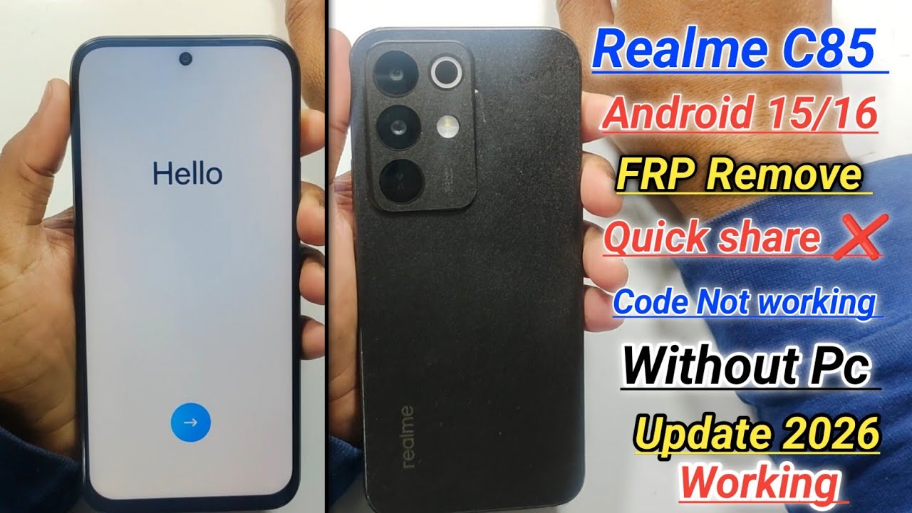 Realme C85 Frp Remove 2026 || Realme C85 Frp Bypass Android 15 Without PC || Fix Screen lock 