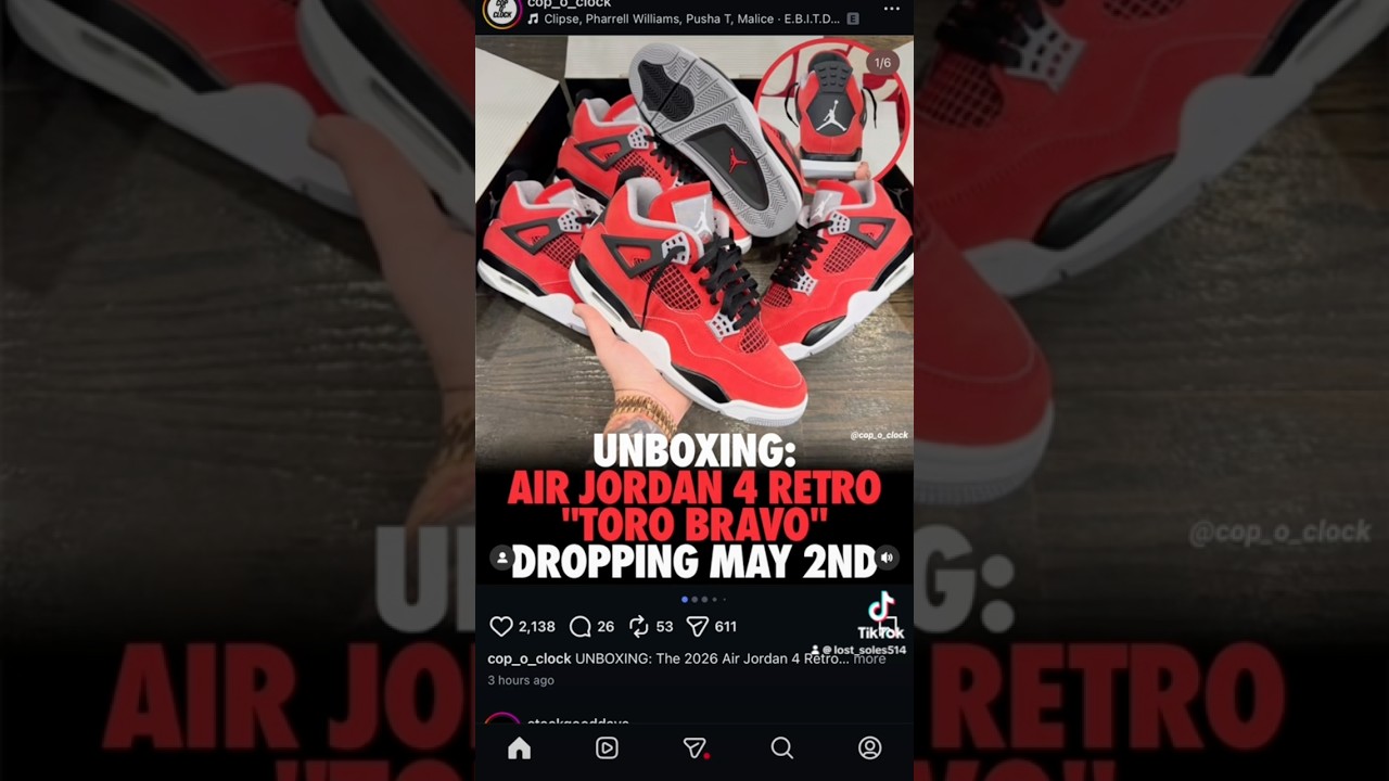 Кроссовки AJ4 &ldquo;Toro&rdquo; выйдут 2 мая! #шорты