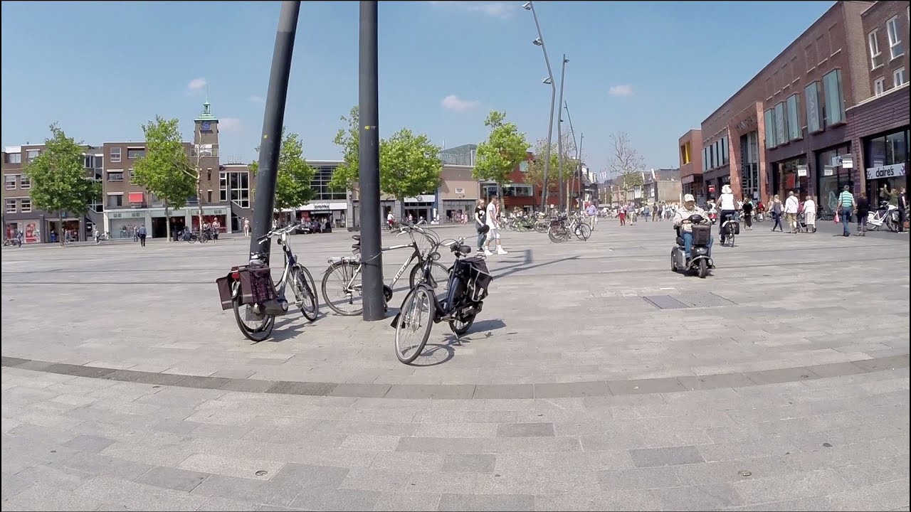 Cycling Bicycle Riding Downtown Enschede Netherlands