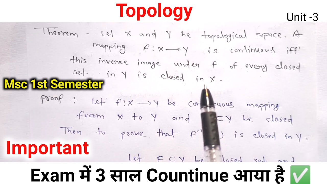 Let X and Y be topological spaces. A mapping is continuous iff the inverse image under F  every open